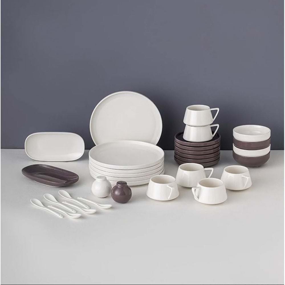 EMSAN KAHVALTI TK PARLA 32PRÇ GRİ-BEYAZ