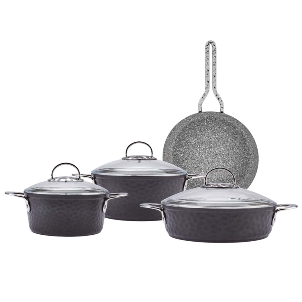 EMS NOSTALJİ 7 PARÇA GRANİT İNDÜKSUYON UYUMLU SİYAH