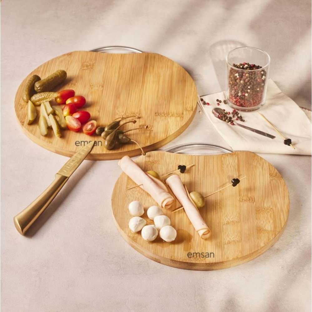 EMSAN BAMBU CIRCLE 2Lİ KESME TAHTASI