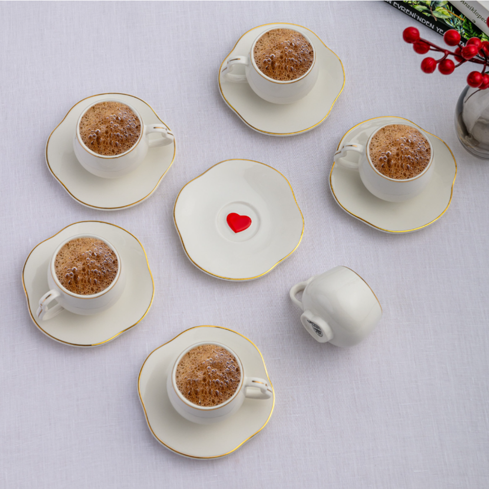 EMSAN KALPTEN KALBE 6 KİŞİLİK KAHVE FİNCAN TAKIMI