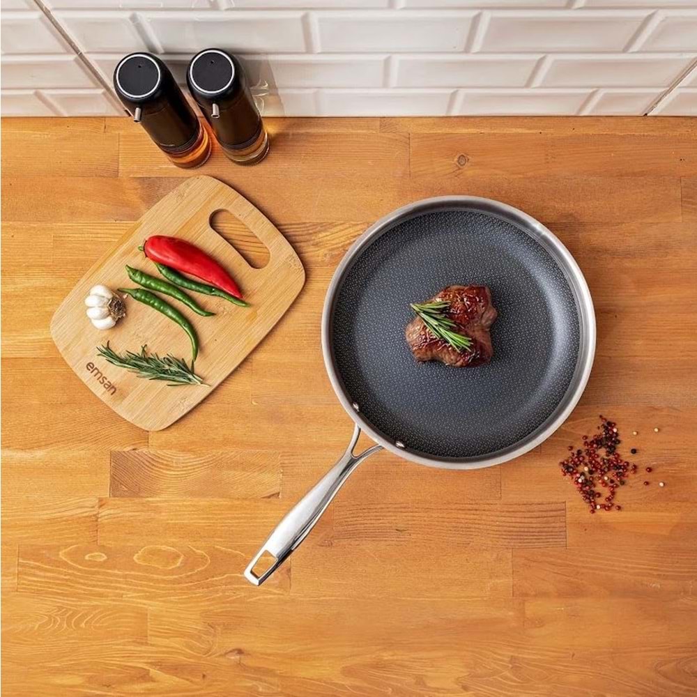 EMSAN PRO TRİ PLY TAVA 28 CM,ÇELİK