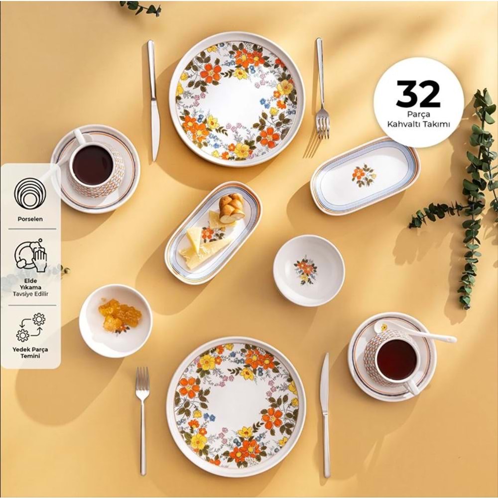 EMSAN TERARYUM 32 PARÇA 6 KİŞİLİK KAHVALTI TAKIMI