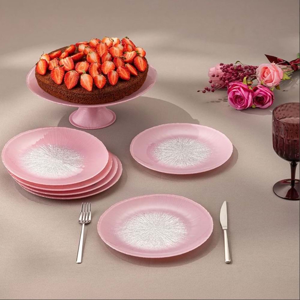 EMSAN PASTEL 7 PARÇA CAM PASTA/TATLI SETİ PEMBE