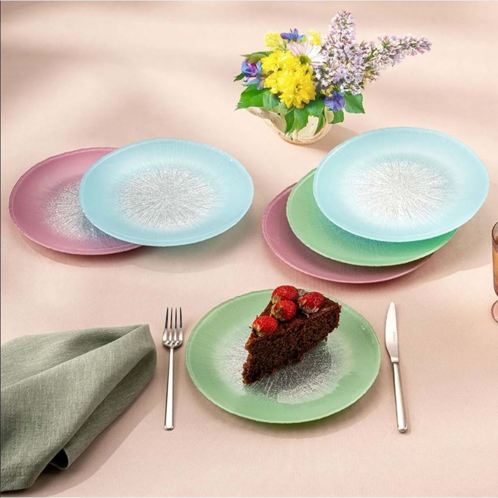 EMSAN PASTEL 6 KİŞİLİK CAM PASTA SETİ 21 CM