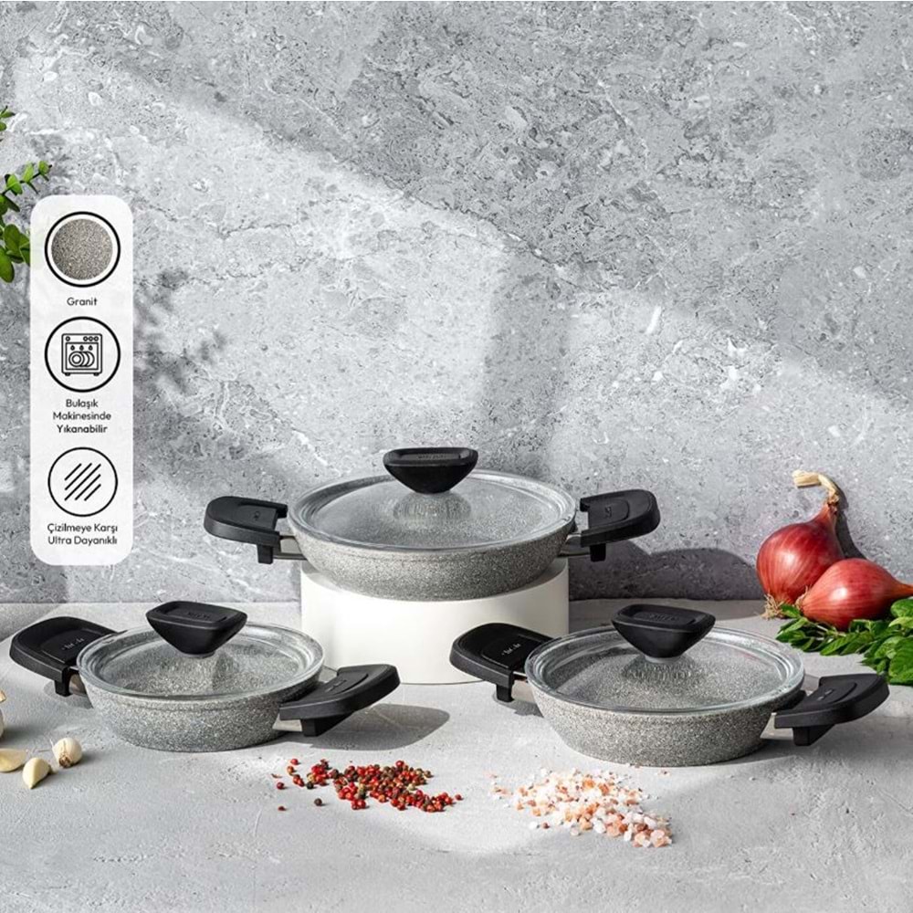 EMSAN FORTİS 6 PRÇ GRANİT SAHAN TENCERE SETİ