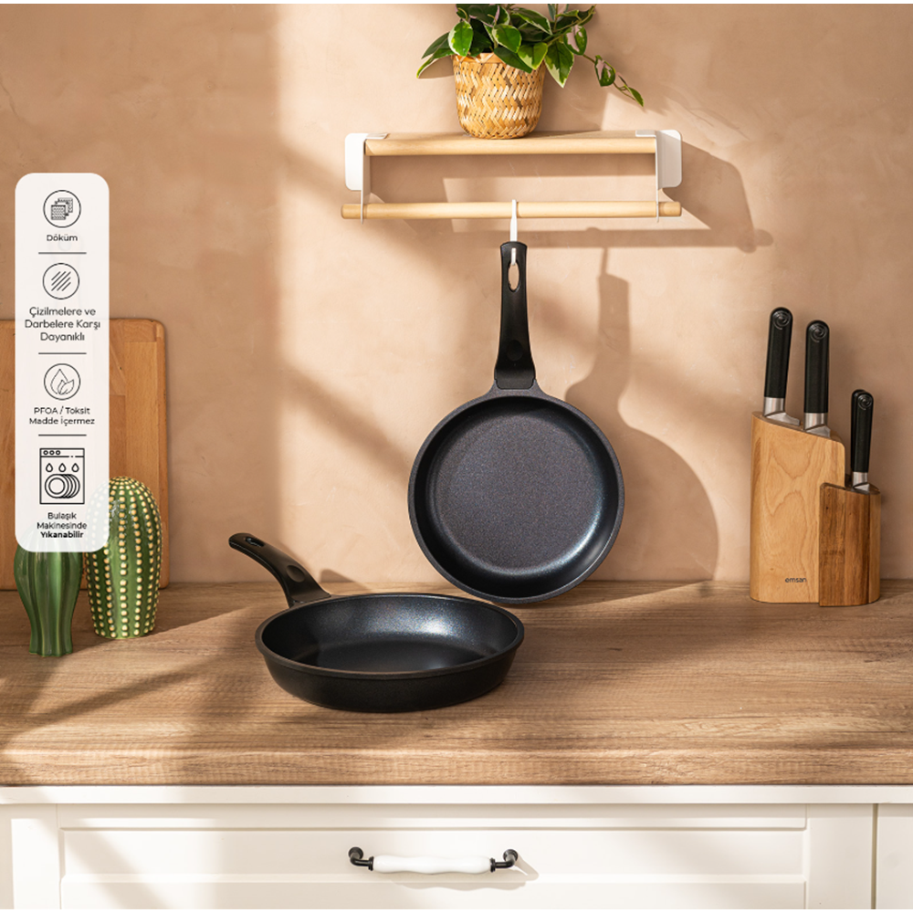 EMSAN STONE 2Lİ TAVA SET, SİYAH