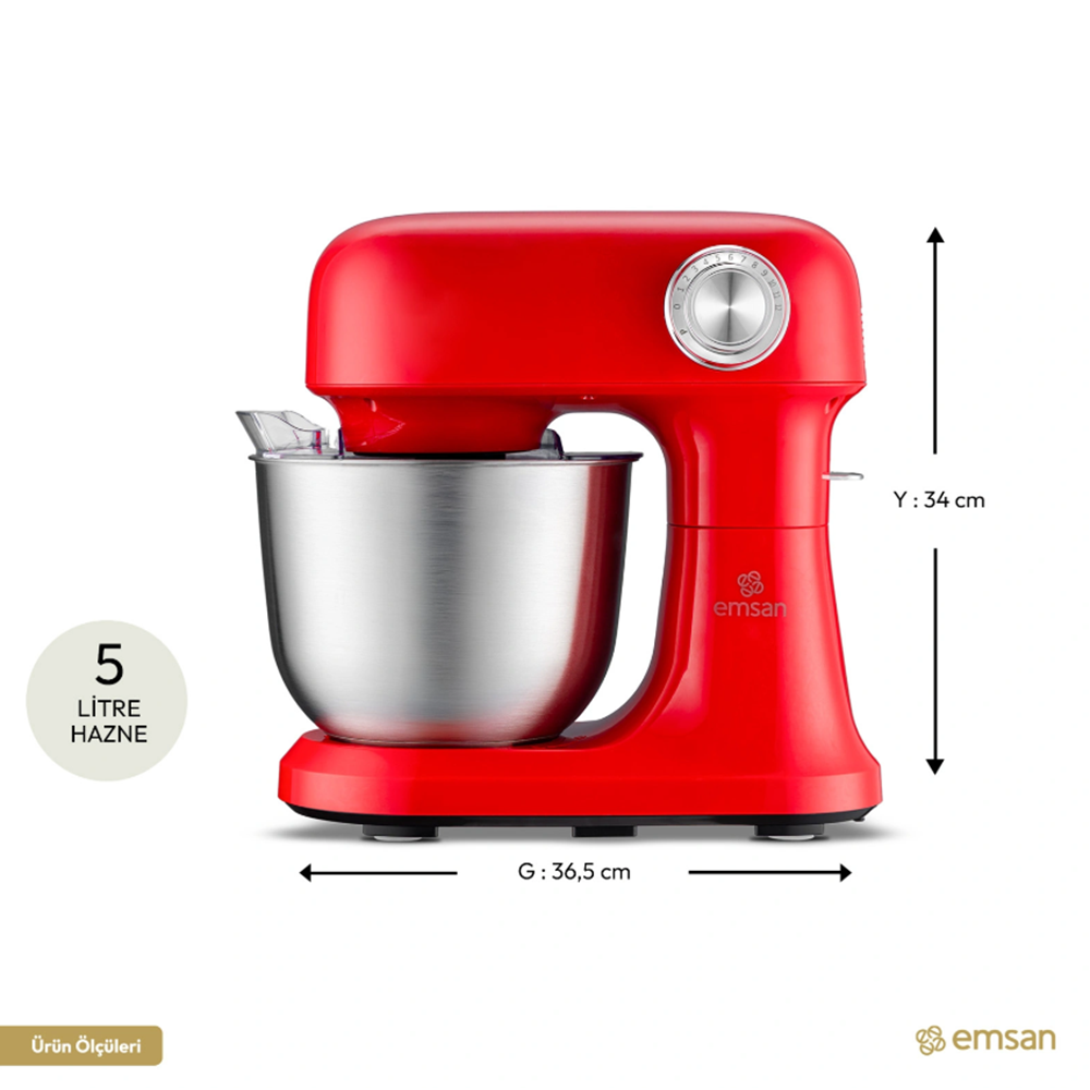 EMSAN BELLA GUSTO PRO STAND MİKSER, KIRMIZ