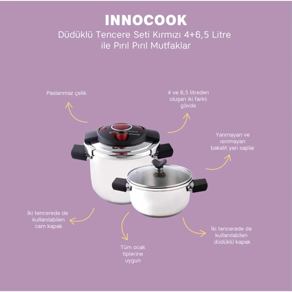 EMSAN INNOCOOK 4+6,5 LT DÜD. S.KIRMIZI
