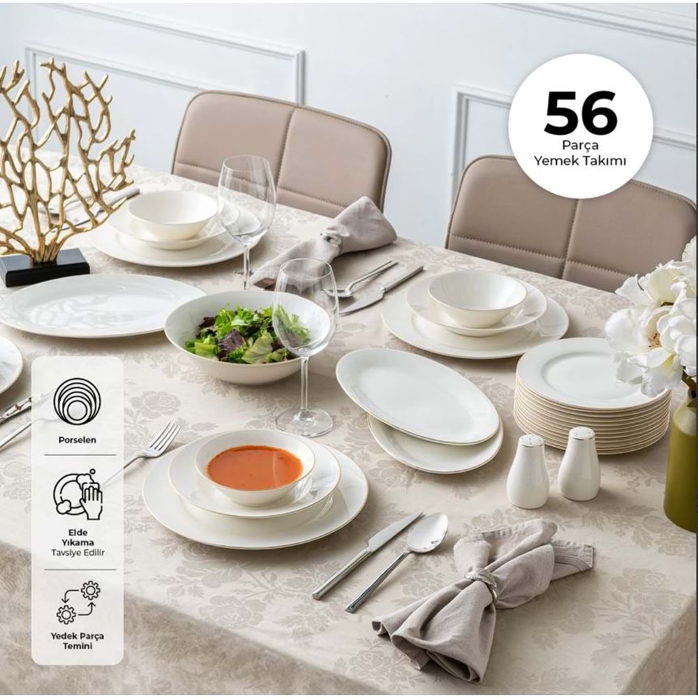 EMSAN NEW BONE FREZYA 56 PRÇ YEMEK TAKIMI GOLD