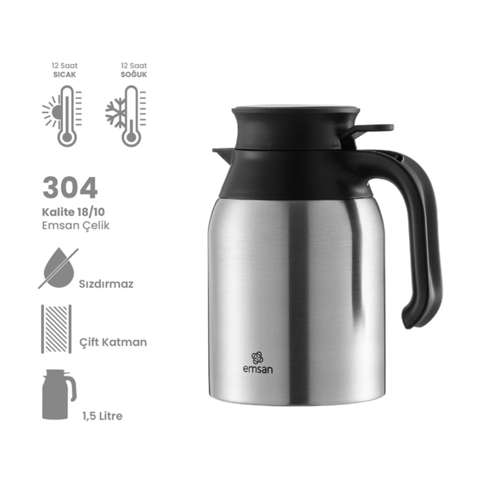 EMSAN CLASS TERMOS, 1,5 LT, INOX