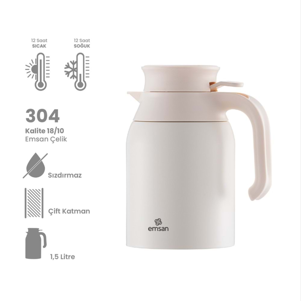 EMSAN CLASS TERMOS, 1,5 LT, KREM