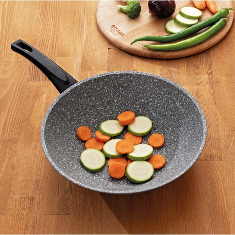 EMSAN TITANIUM 28 CM WOK TAVASI, GRİ