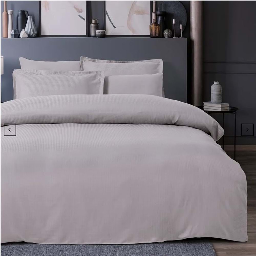 DIAMOND GRİ JAKARLI SATEN ÇİFT KİŞİLİK NEVRESİM TAKIMI 6 PARÇA