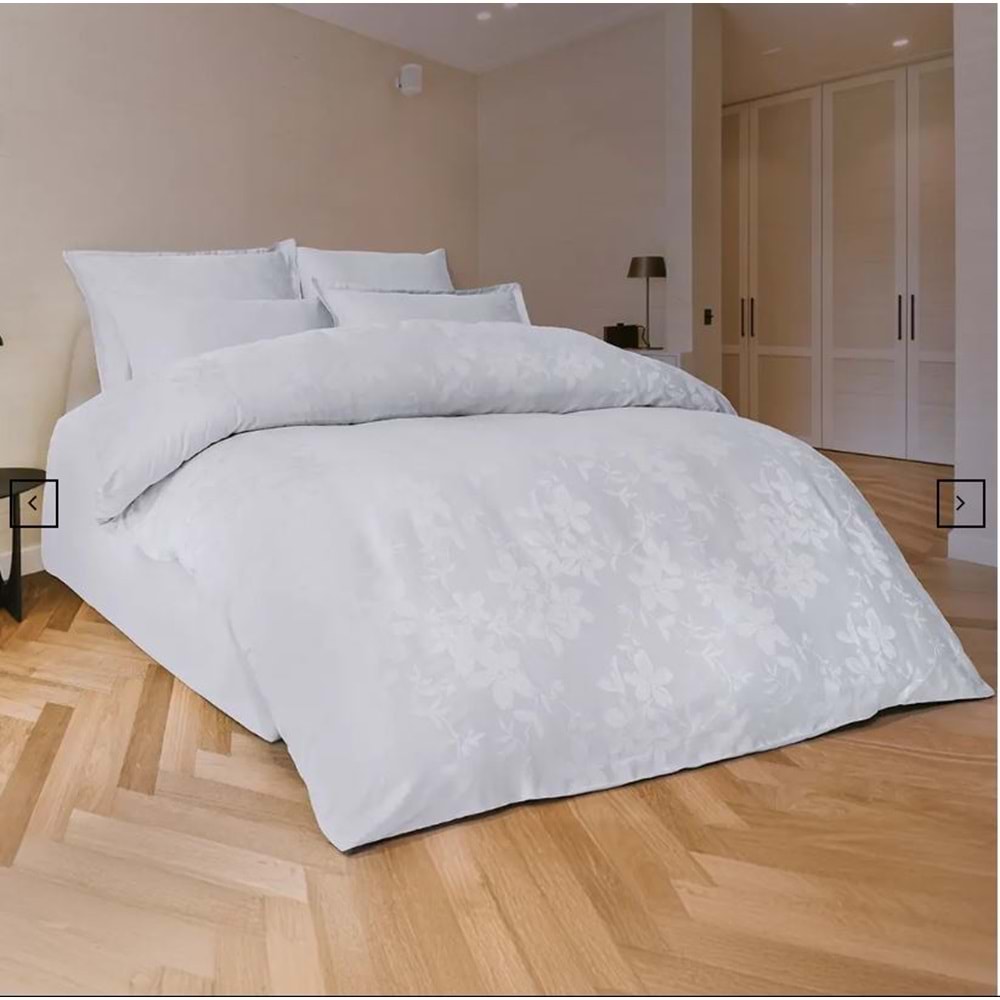 PERLE A.GRİ JAKARLI SATEN ÇİFT KİŞİLİK NEVRESİM TAKIMI 6 PARÇA