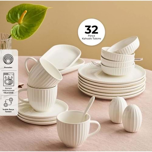 İSTANBUL PORSELEN BERAY 32 PARÇA KAHVALTI TK