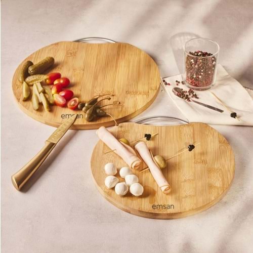 EMSAN BAMBU CIRCLE 2Lİ KESME TAHTASI