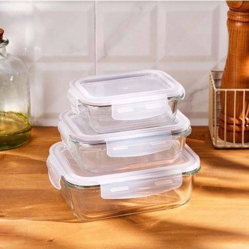 EMSAN LİNA BOROSİLİKAT 3'LÜ SAKLAMA KABI