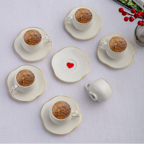 EMSAN KALPTEN KALBE 6 KİŞİLİK KAHVE FİNCAN TAKIMI