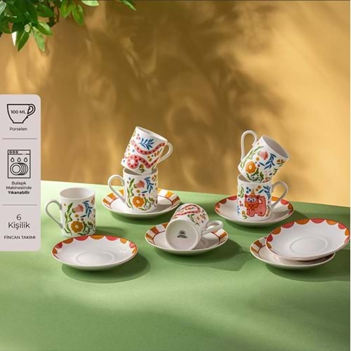 EMSAN CHEERFUL 6'LI KAHVE FİNCAN TAKIMI
