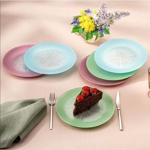 EMSAN PASTEL 6 KİŞİLİK CAM PASTA SETİ 21 CM