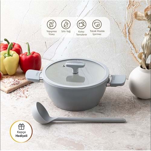 EMSAN SWISS RS 24 CM DERİN TENCERE, GRİ