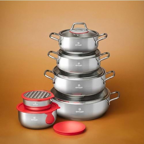 EMSAN EMİRGAN XL 13 PARÇA ÇELİK TENCERE SETİ