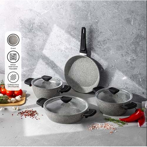 EMSAN FORTİS GRANİT TENCERE SETİ 7 PARÇA