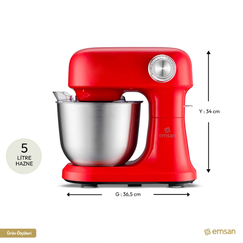 EMSAN BELLA GUSTO PRO STAND MİKSER, KIRMIZ