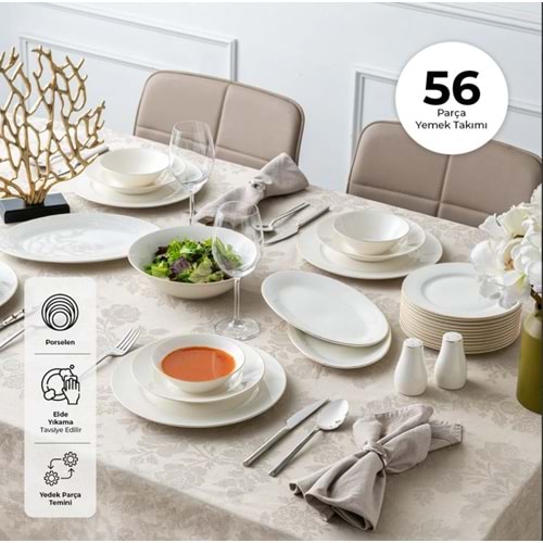 EMSAN NEW BONE FREZYA 56 PRÇ YEMEK TAKIMI GOLD