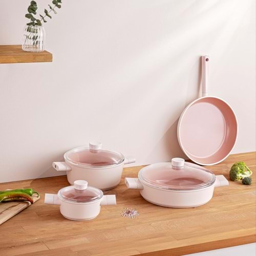 EMSAN SWISS CRYSTAL 7 PARÇA TENCERE SETİ PEMBE