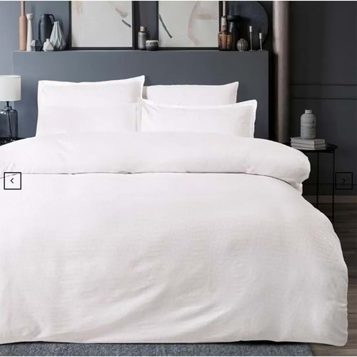 200X220 SATEN NEVRESİM TAKIMI ADELYA BEYAZ ARCANE